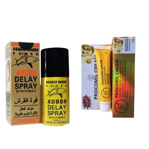 Shark Climax Delay Male Premature Ejaculation  Longer Spray And Procomil Delay Cream-15g