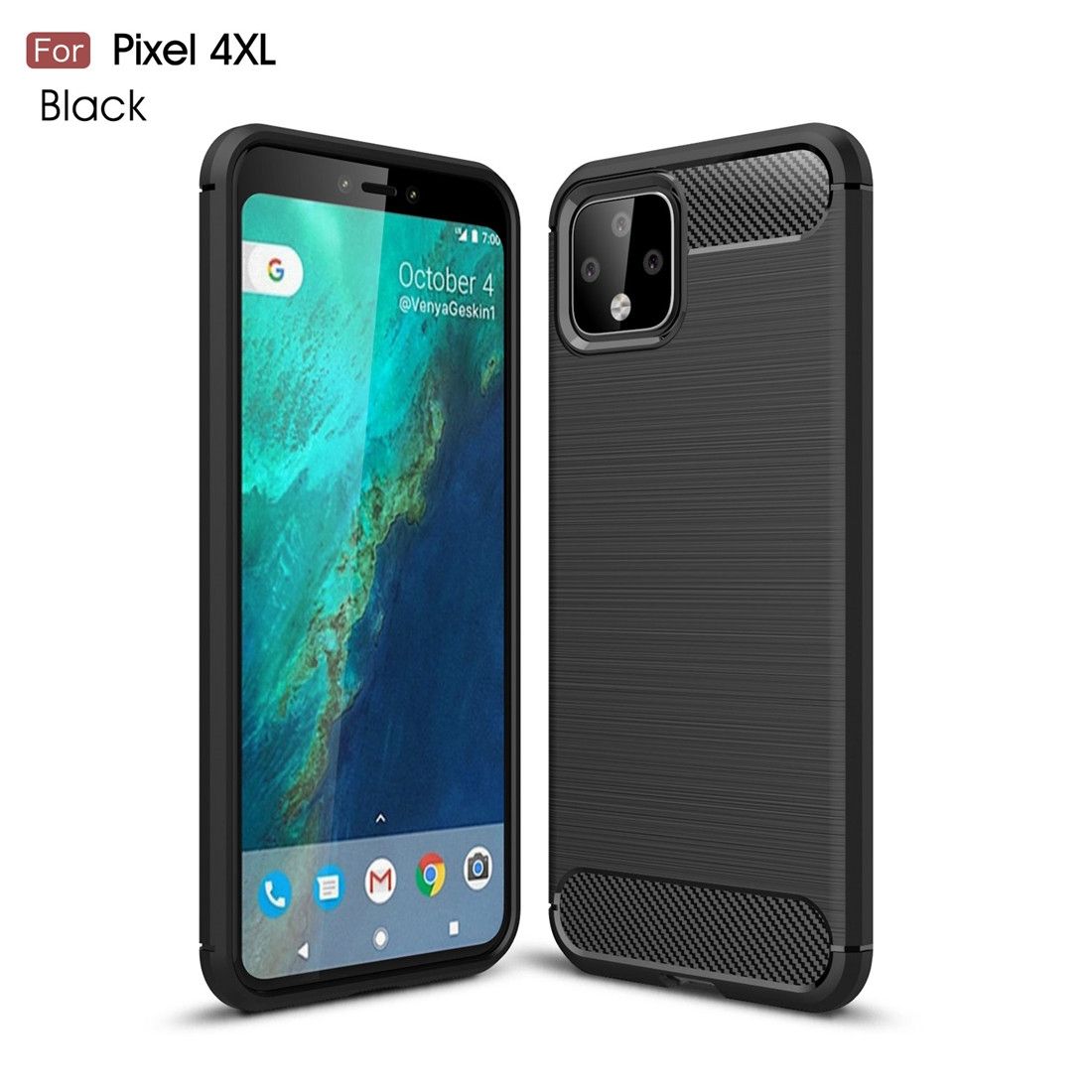 Brushed Texture Carbon Fiber TPU Case For Google Pixel 4XL(Black)