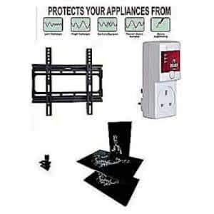 Uni Wall Shelf Glass + 13amp Tv Guard +14 - 65 Tv Hanger