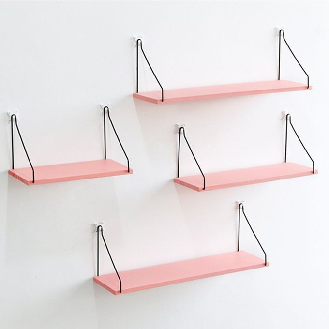 Wooden Wall Shelf Wall Mounted Storage Ra K Organization For Bedroom-Pink-M