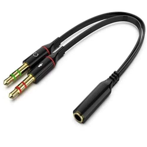 3.5mm Audio Mic Splitter Y Cable Headphone Adapter - 1 Female Jack To 2 Dual Male