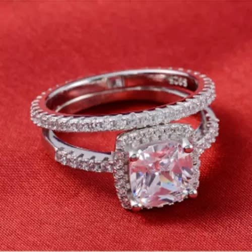 925 Sterling Silver Zircon Ring Set