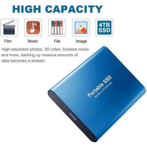 Portable Ssd External Hard Drive - 4tb Storage Blue