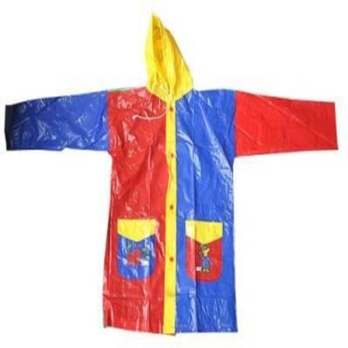 Children Long Sleeve RainCoat +Head Cover With Rope +2Pocket