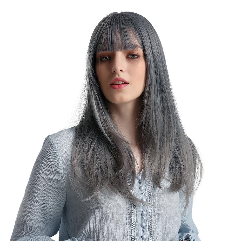 Blonde Unicorn Blue Long Straight Hair Elegant Elegant Flowing High Temperature Silk Synthetic Wig Suitable for African American Women