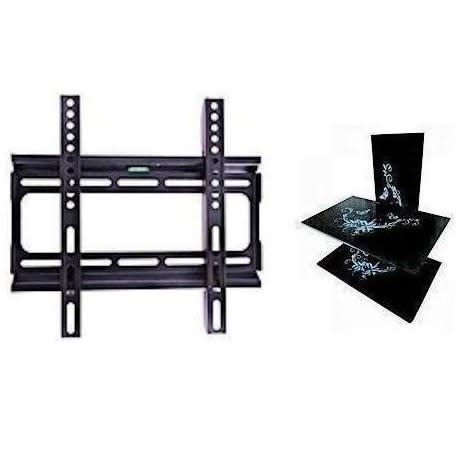Double Wall Shelves Tinted Tampered Glass + 15-37" LED Flat Screen TV Hanger