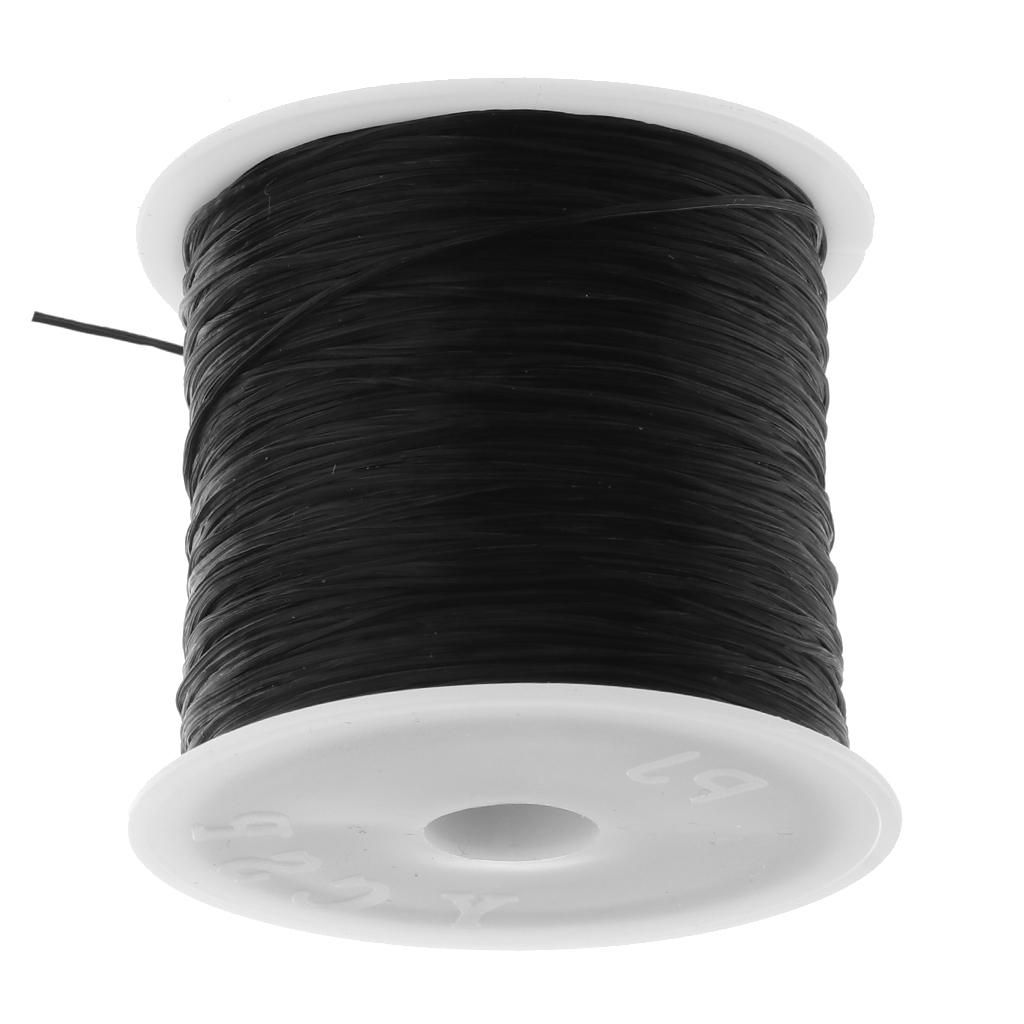 1 Roll 54yd Elastic Cord String 0.5mm Rope For Jewelry DIY Black