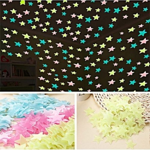 100pcs Stars Glow In The Dark Luminous Wall Glow Sticker -
