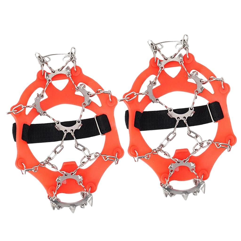 1 Pair 13 Tooth Ice Cleats Crampons For Walking Climbing Orange M