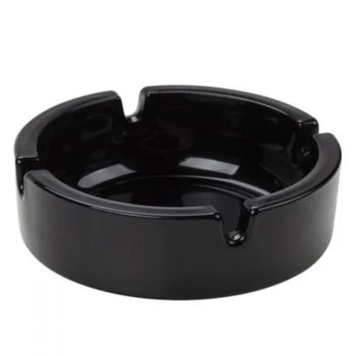 Round Glass Ashtray - Black