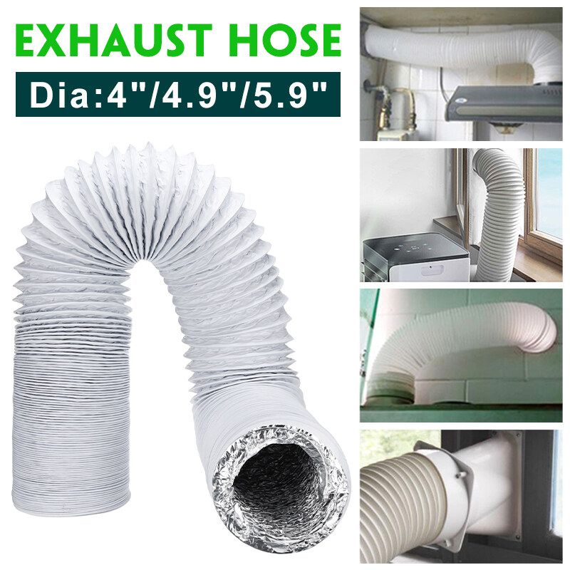 Diameter150MM 5.9"PVC Aluminum Foil Double-layer Tube Flexible Exhaust Hole Telescopic Hose White 8M