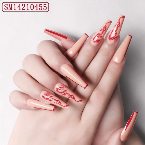 Ballet Coffin Full Cover Long Press On Nail - Sm14210455  -24 Pieces