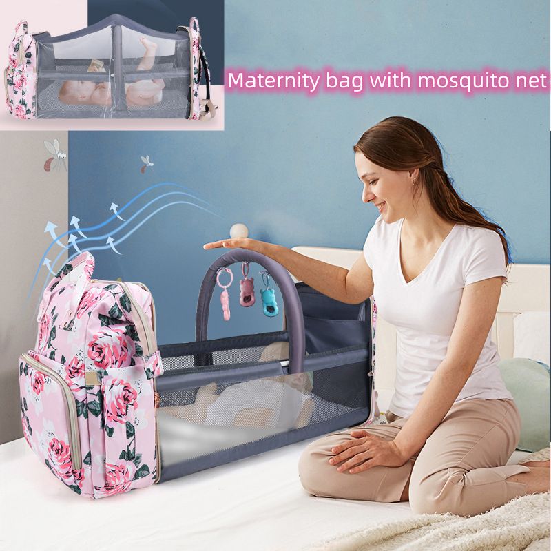 Maternity Bag Mosquito Net Baby Mommy Backpack-Black