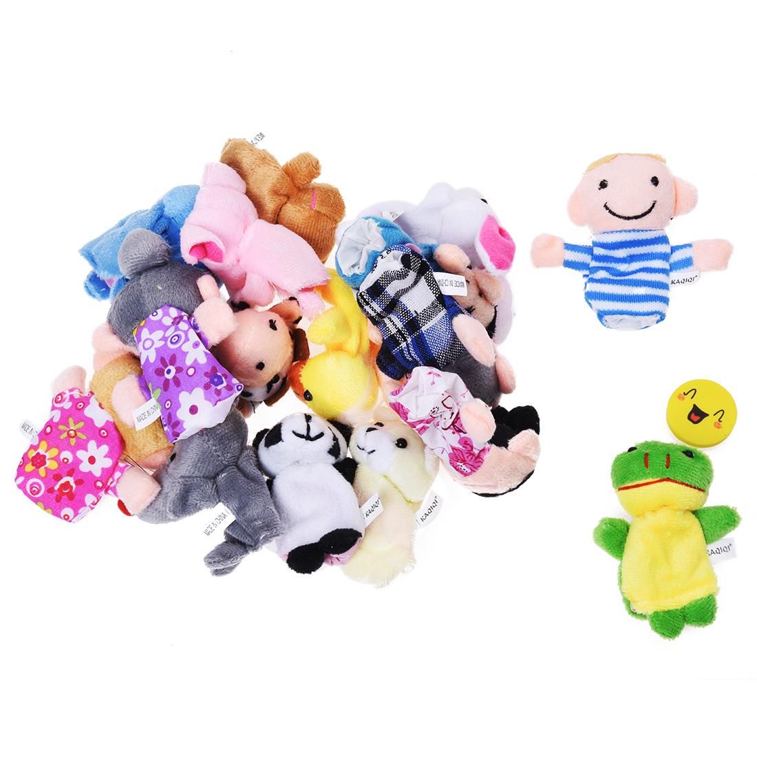 Story Time Finger Puppets - 10 pcs Velvet Animal and 6 pcs