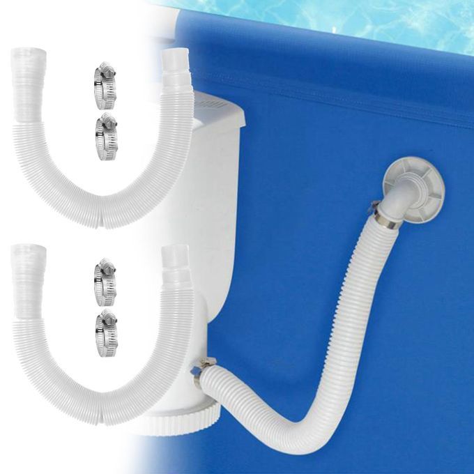 Swimming Pool Pump Replacement Hose With Clamps White 2Pcs