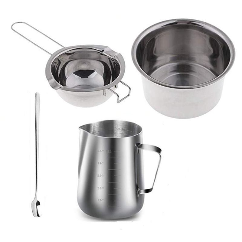 4 Set Stainless Steel Double Boiler Long Handle Wax