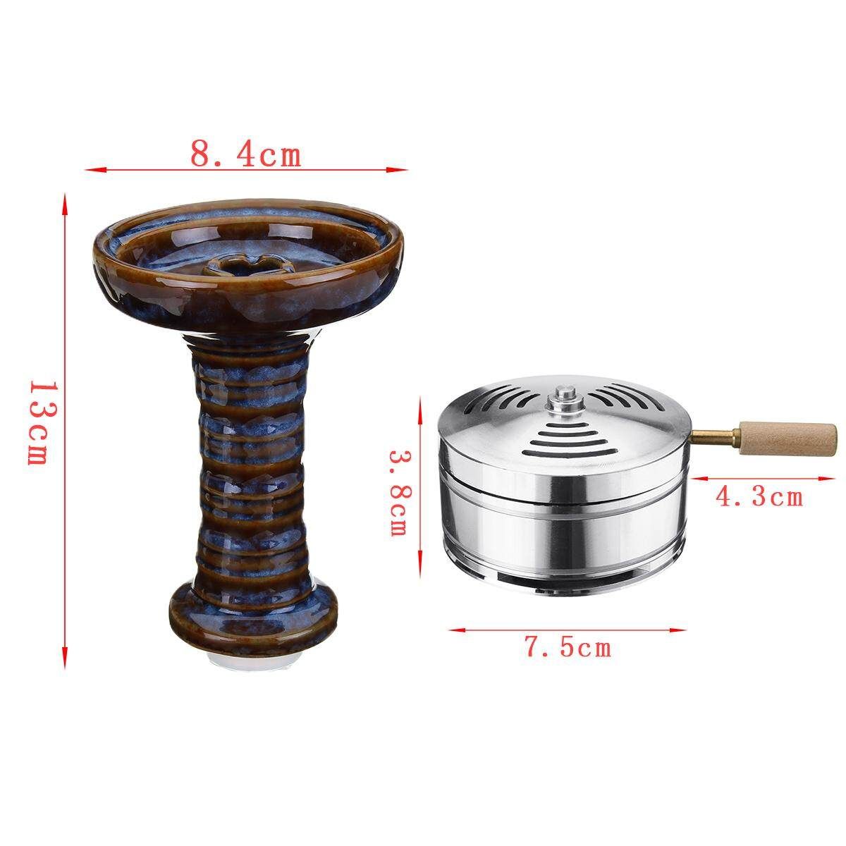 Ceramic Chicha Water Pipe Bowl And Caloud Charcoal Holder Blue