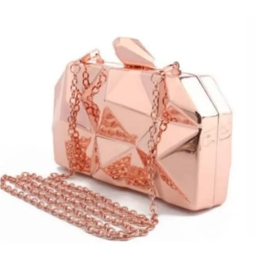 Metallic Clutch Purse - Rose Gold - 6 X 4 Inches