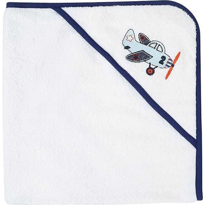 Baby  Bath Towel Baby Hooded Towel  Embroidered White