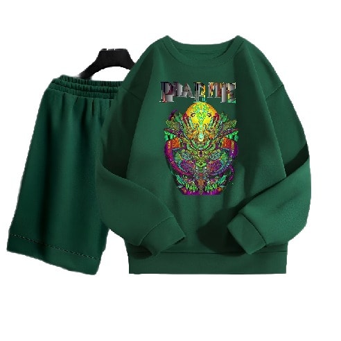 Mens Graphics Green Jumper With Short