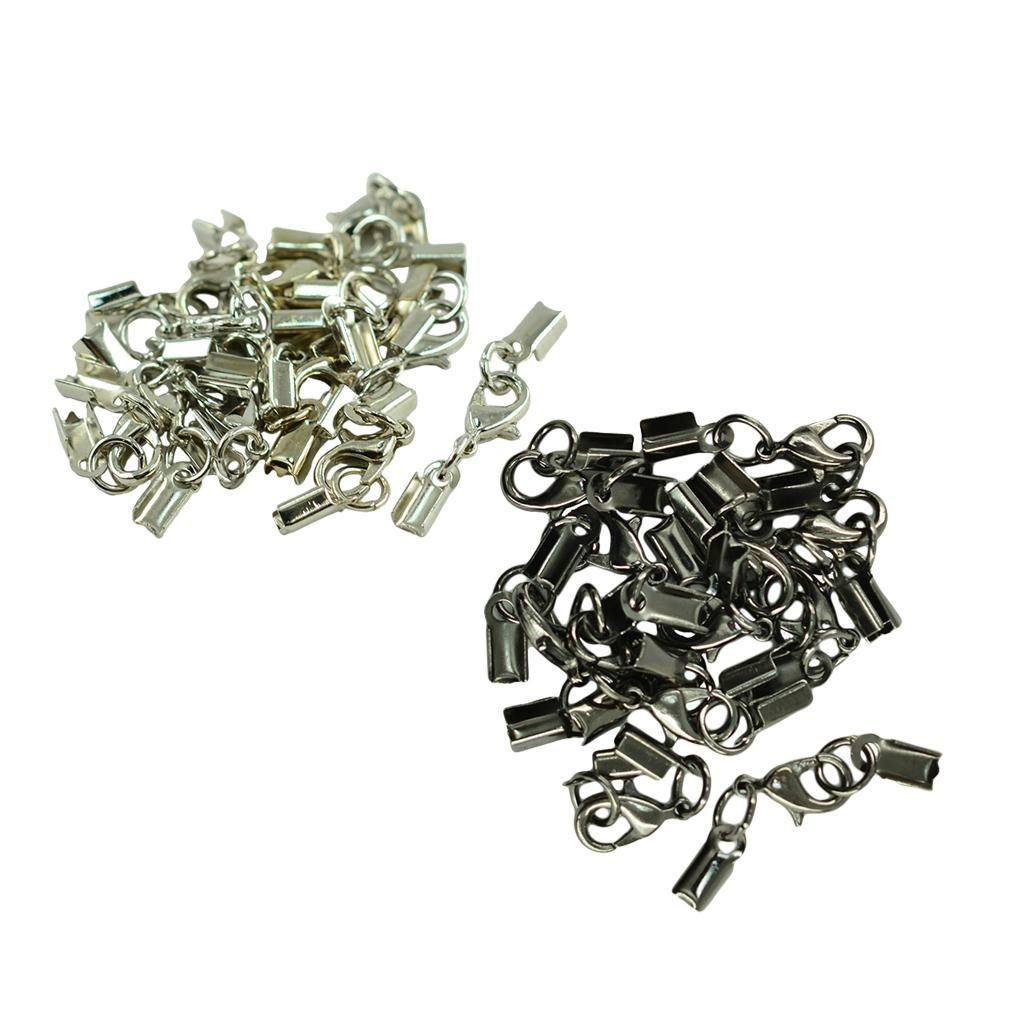 24 Sets Lobster Clasp  Cord Ends  12mm Necklace