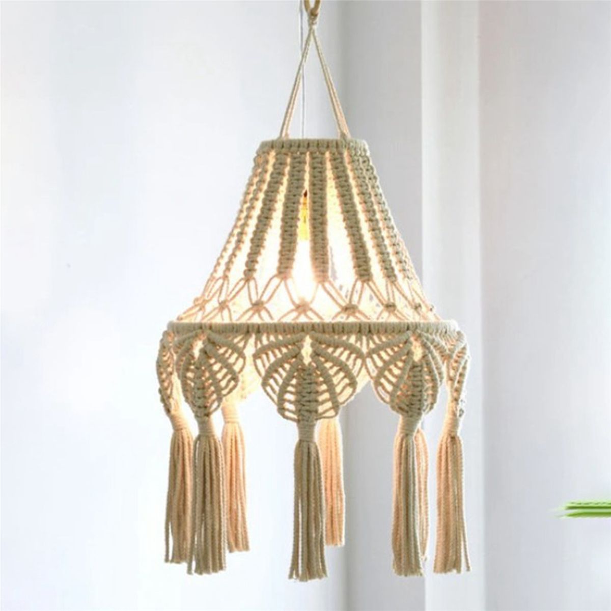 Macrame Lamp Shade Hanging Pendant Light Cover Bedroom