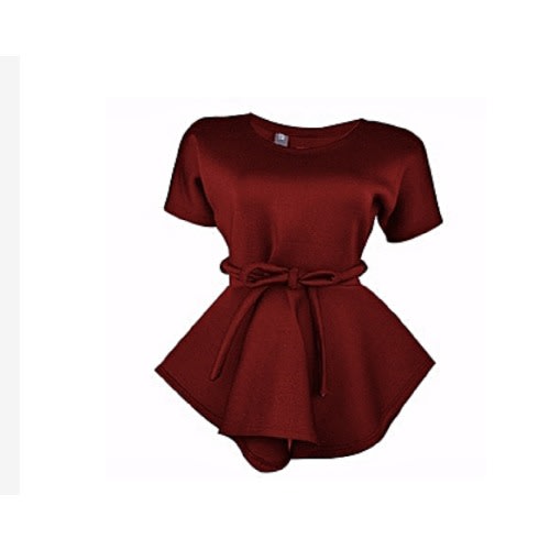 Ladies Peplum Blouse-wine