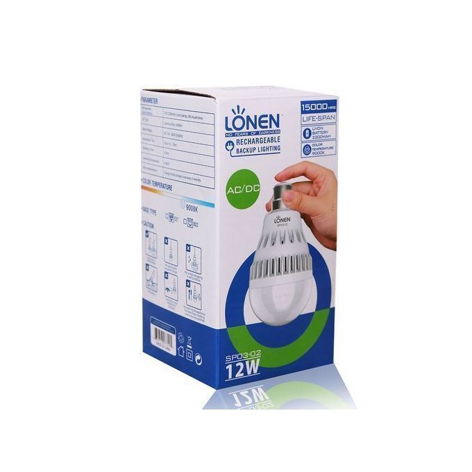 Lonen 2 In 1 Auto Charge(AC/DC) Intelligent LED Rechargeable Bulb