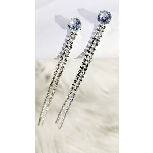 Diamante Drop Ear Rings -2 In 1