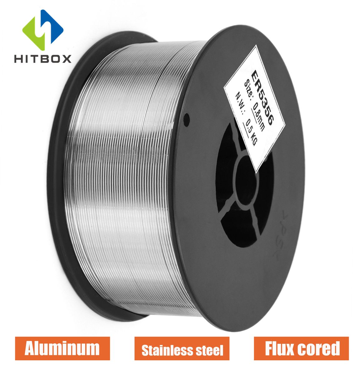 HITBOX Stainless Steel Wire Aluminum Flux Cored Wire Mig Wire Solid Wire 0.8mm Gas Welding Wire 1 Roll 0.5/1.0KG
