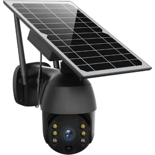 Prz Solar P2p Pir Alarm Cctv Surveillance Battery Powered Camera - Black