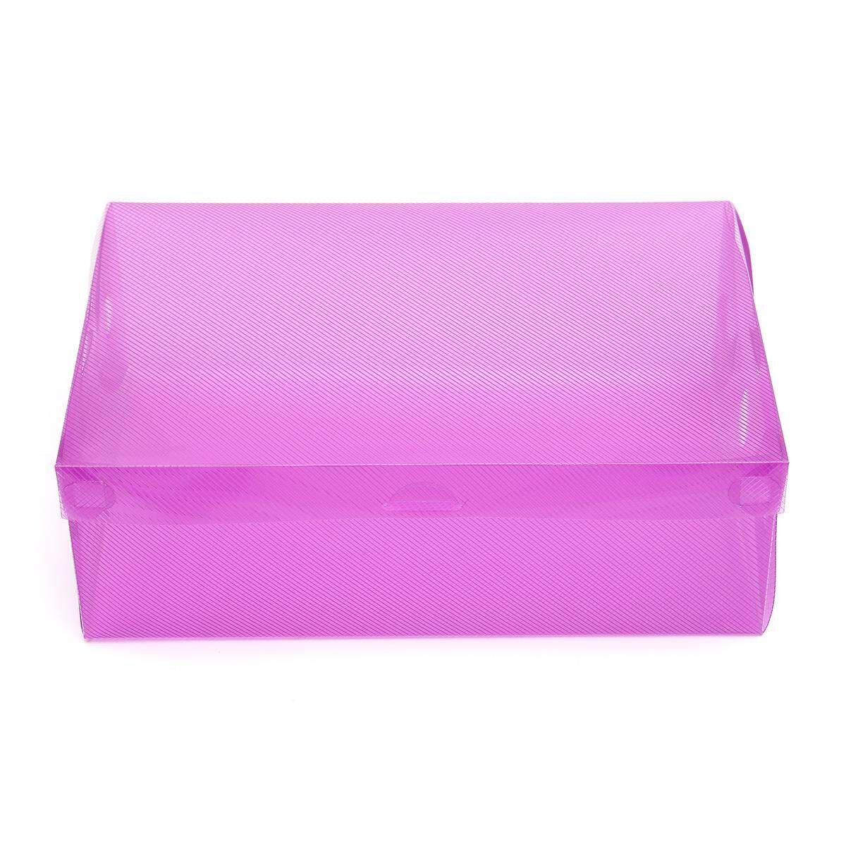 10X Heavy Duty Ladies Stackable Foldable Plastic Shoe Storage Boxes Organiser -A Purple Purple