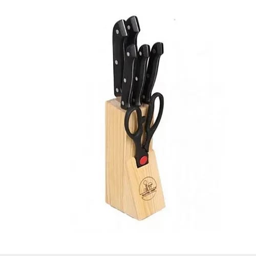 Knife Set With Wooden Holder - 7 Pcs