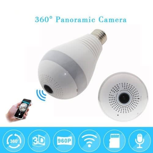 Wireless Ip Bulb Lamp Fisheye - 360&deg; Panoramic Surveillance Security Camera