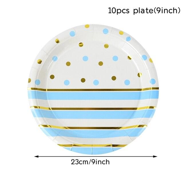 Blue Polka Dot Stripe Disposable Tableware Plate Cup Napkins Wedding Birthday Party Supplies Baby Shower Home Table Decoration