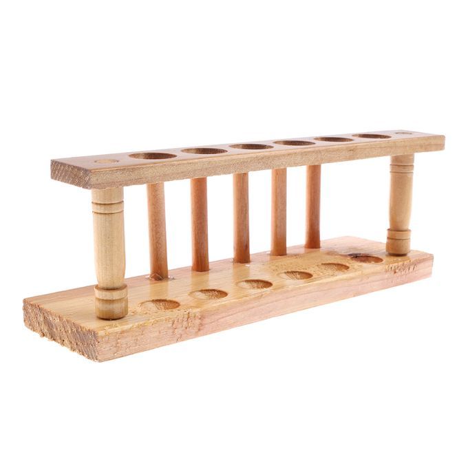 6 HOLES WOODEN TESTING TUBES HOLDER TEST TUBES BRACKET WITH Stand