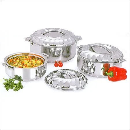 Double Wall Hot Pot Set - Stainless Steel - 3 Pcs