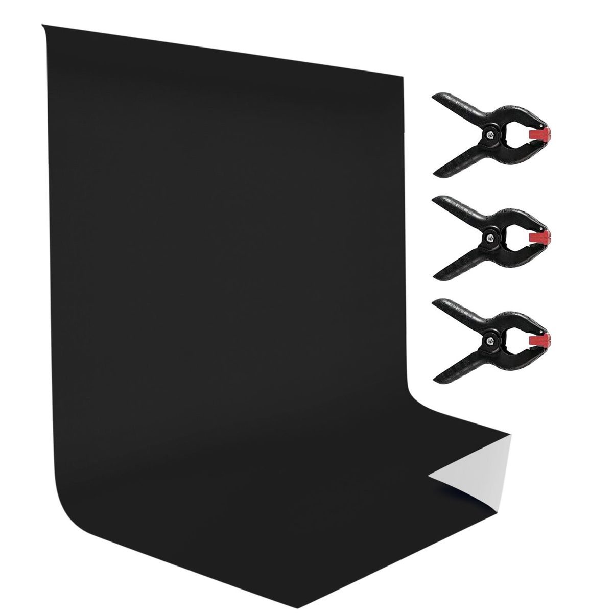 Andoer 3.6 * 3 Meters/ 11.8 * 10 Feet Bi-Color Photography Backdrop Background Screen Washable Polyester-Cotton for Studio Photo Video with 3pcs Backdrop Clamps, Black & White 2-in-1