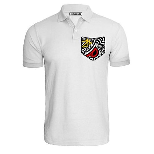 Pocket Patterned Polo T-shirt - White