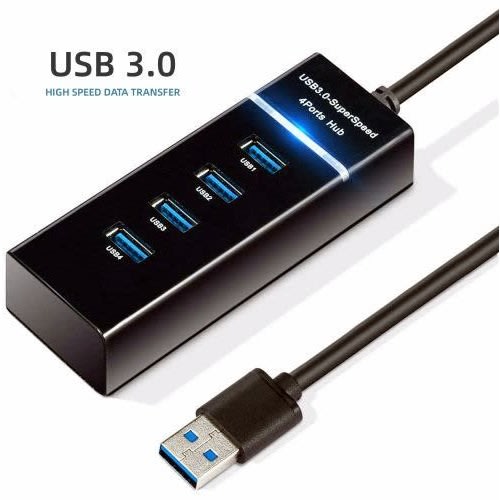 Usb Hub 3.0 Adapter Ultra Slim Portable Usb Splitter - Black