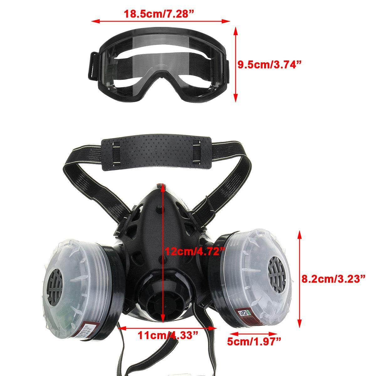 New Half Face Gas With Anti-fog Glasses N95 Chemical Dust Filter Breathing Respirators For Spray Welding