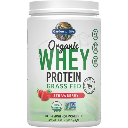 Certified Organic 21g California Grass Fed Whey Protein Powder -Strawberry, 12 Servings