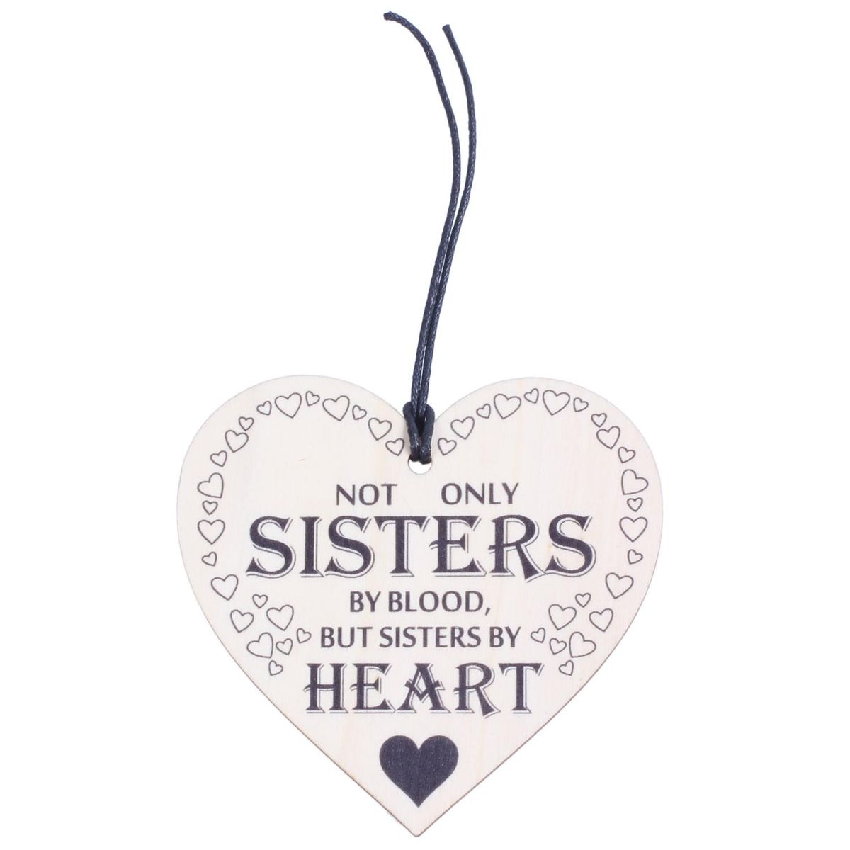Sisters By Heart Wooden Hanging Heart Shaped Best Sister Plaque Love Gift Sign
