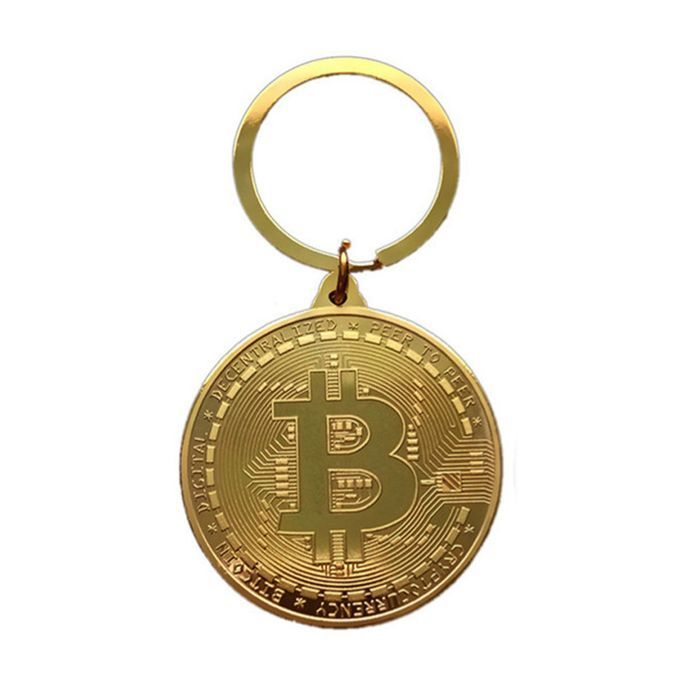 Key Holder Bitcoin Pattern Pendant Jewelry-Golden
