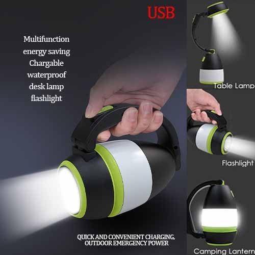 3 In 1 USB Rechargeable Waterproof LED Torch Desk Lamp Green