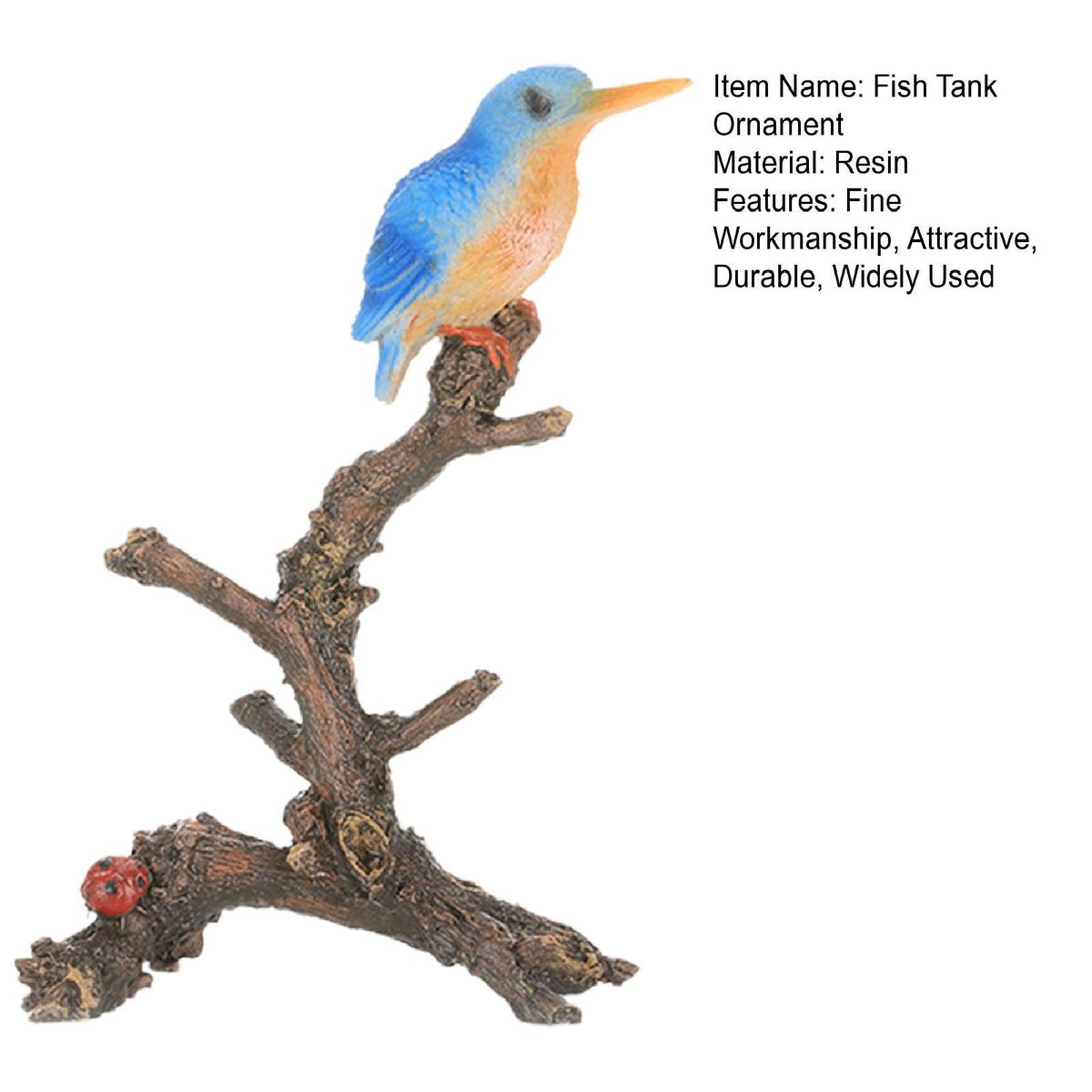 Tree Trunk Ornament Resin Bird Ornament Fish Tank Decoration Blue