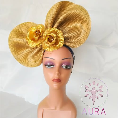 Aura Millinery Fascinator-Gold