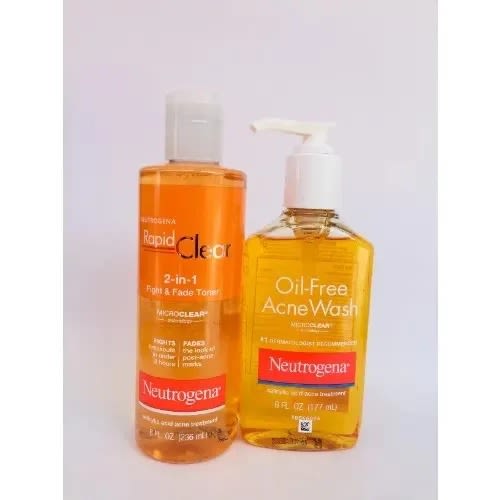 Neutrogena Rapid Clear Fight & Fade Toner -236ml And Oil Free Acne Wash -269ml
