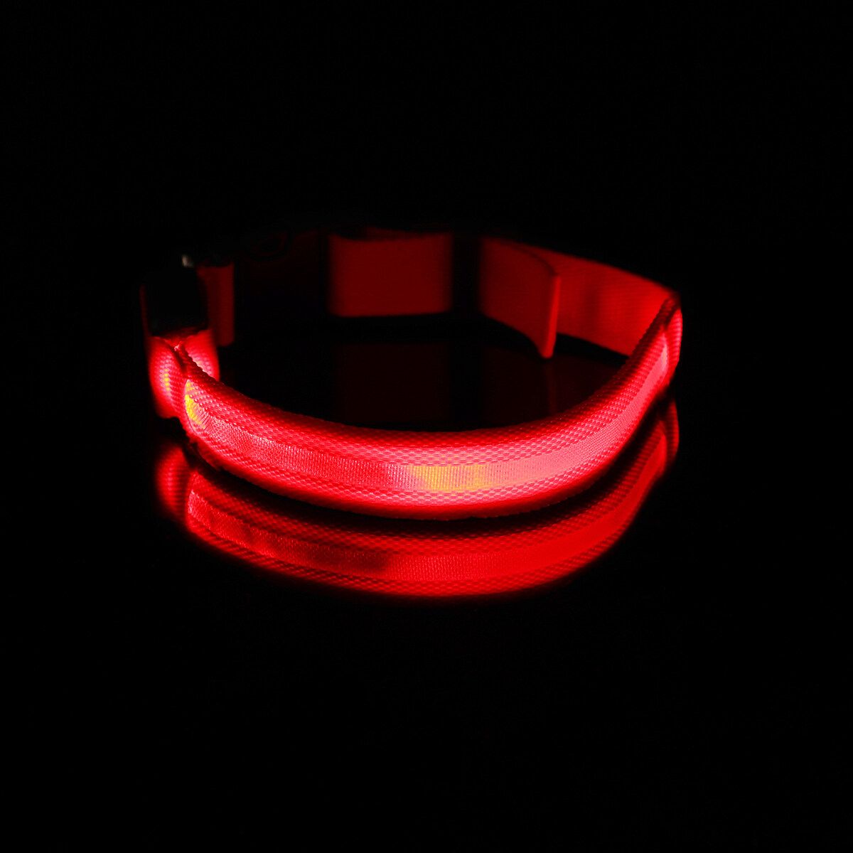 Adjustable LED Dog Pet Light Up Collar Bright Flashing Necklace Strap Safety Red