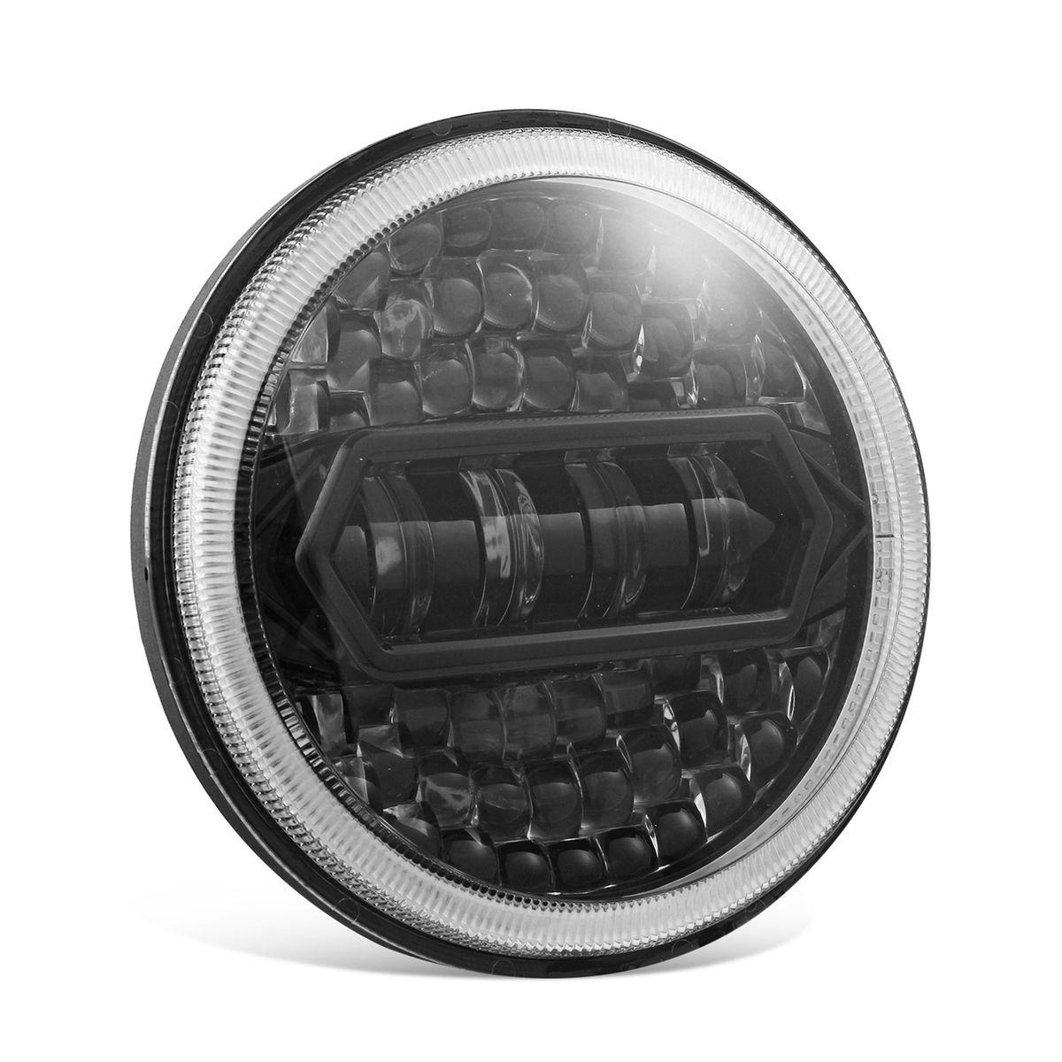 1PCS Motorcycle LED Headlight 7in 6000K 30000LM Halo/Crystal